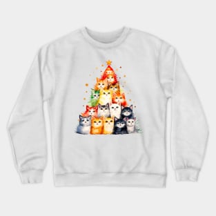 Cat Christmas Tree Crewneck Sweatshirt